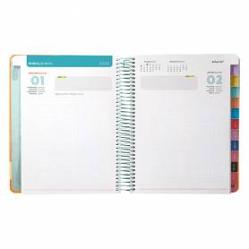 Agenda espiral antartik bold a5+ 2025 día página color rosa melocotón papel 80 gr - 