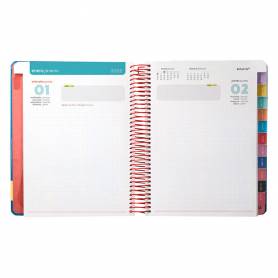 Agenda espiral antartik bold a5+ 2025 dia pagina color azul papel 80 gr - 