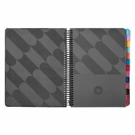 Agenda espiral antartik pattern a5+ 2025 día página color negro papel 80 gr - 