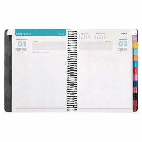 Agenda espiral antartik pattern a5+ 2025 día página color negro papel 80 gr - 