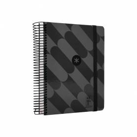 Agenda espiral antartik pattern a5+ 2025 día página color negro papel 80 gr - 