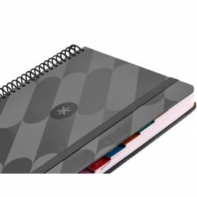 Agenda espiral antartik pattern a5+ 2025 día página color negro papel 80 gr - 