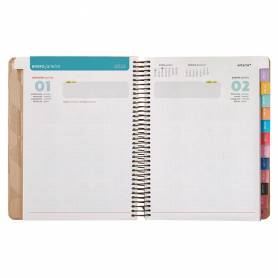 Agenda espiral antartik pattern a5+ 2025 día página color rosa nude papel 80 gr - 