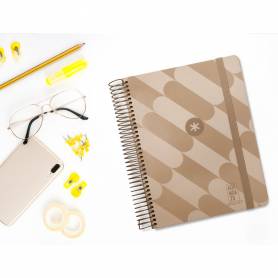 Agenda espiral antartik pattern a5+ 2025 día página color rosa nude papel 80 gr - 