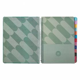 Agenda espiral antartik pattern a5+ 2025 dia pagina color verde papel 80 gr - 