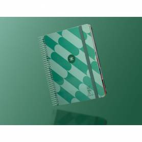 Agenda espiral antartik pattern a5+ 2025 dia pagina color verde papel 80 gr - 