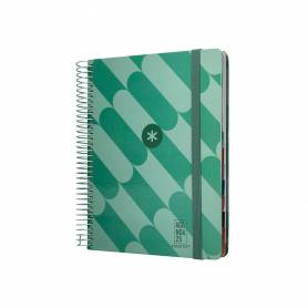 Agenda espiral antartik pattern a5+ 2025 dia pagina color verde papel 80 gr - 