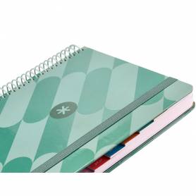 Agenda espiral antartik pattern a5+ 2025 dia pagina color verde papel 80 gr - 