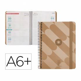 Agenda espiral antartik patter n a6+ 2025 semana vista color rosa nude papel 80gr - 