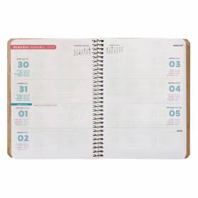 Agenda espiral antartik patter n a6+ 2025 semana vista color rosa nude papel 80gr - 