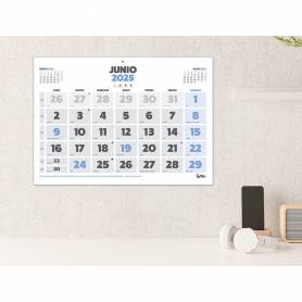 Calendario pared liderpapel clasico 2025 lomo engomado 44x32 cm papel 128 gr - 