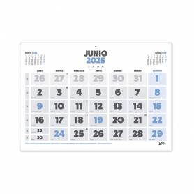 Calendario pared liderpapel clasico 2025 lomo engomado 30x20 cm papel 105 gr - 