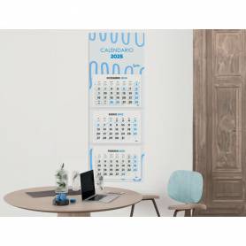 Calendario pared liderpapel 3 meses vistas 2025 plegable 33x70 cm papel 90 gr - 