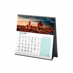 Calendario espiral triangular liderpapel de sobremesa imagenes 2025 21x15 cm papel 128 gr con pegatinas - 