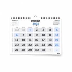 Calendario espiral pared liderpapel clasico 2025 numeros grandes 44x32 cm papel 128 gr - 