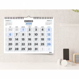 Calendario espiral pared liderpapel clasico 2025 numeros grandes 44x32 cm papel 128 gr - 