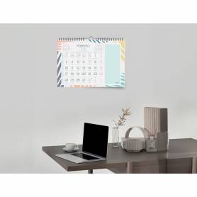 Calendario espiral pared liderpapel joven 2025 numeros grandes 44x32 cm papel 128 gr con pegatinas - 