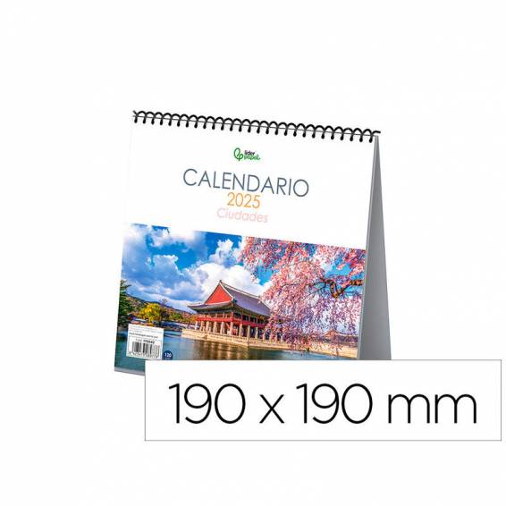 Calendario espiral triangular liderpapel de sobremesa imagenes 2025 19x19 cm papel 128 gr con pegatinas - 