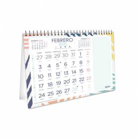 Calendario espiral triangular liderpapel de sobremesa serie joven 2025 14x14 cm papel 128 gr con pegatinas - 