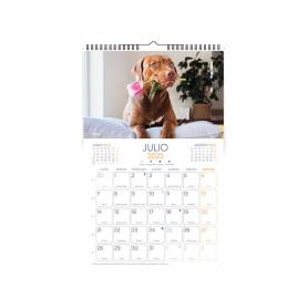 Calendario espiral pared liderpapel imagenes perros 2025 para escribir 25x40 cm papel 157 gr - 