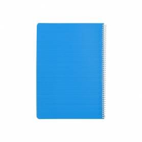 Cuaderno espiral liderpapel din a4 pautaguia tapa plastico80h 90gr cuadro pautado 4mm con margen color azul - BE36