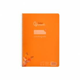 Cuaderno espiral liderpapel din a4 pautaguia tapa plastico80h 90gr cuadro pautado 4mm con margen color naranja - BE64