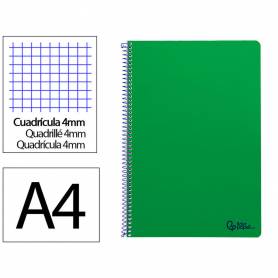 Cuaderno espiral liderpapel din a4 smart tapa blanda 80h 75gr cuadro 4mm con margen color verde - BF99