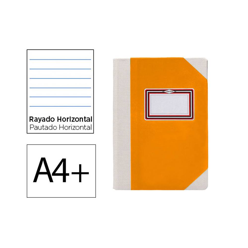 Libro cartone cosido fernandes flecha din a4+ rayado horizontal 50 hojas 100 gr naranja - 102821299