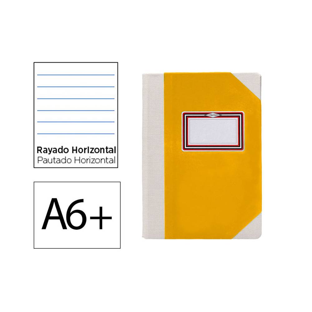 Libro cartone cosido fernandes flecha din a6+ rayado horizontal 50 hojas 100 gr amarillo - 102820899