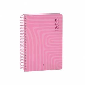 Agenda espiral liderpapel syros a5 2025 dia pagina color rosa papel 60 gr