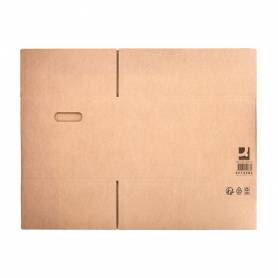 Caja para embalar q-connect americana con asas carton reciclado canal simple 5 mm color kraft 600x400x290 mm - KF14283