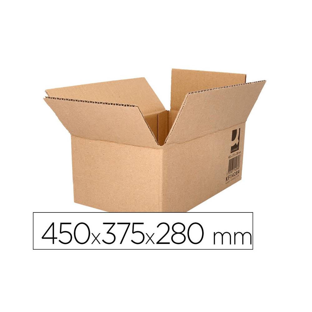 Caja para embalar q-connect americana ultrarresistente carton reciclado canal doble 7mm color kraft 450x375x280 mm - KF14284