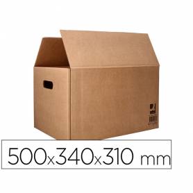 Caja para embalar q-connect americana ultrarresistente conasas carton canal doble 7 mm color kraft 500x340x310 mm - KF14289