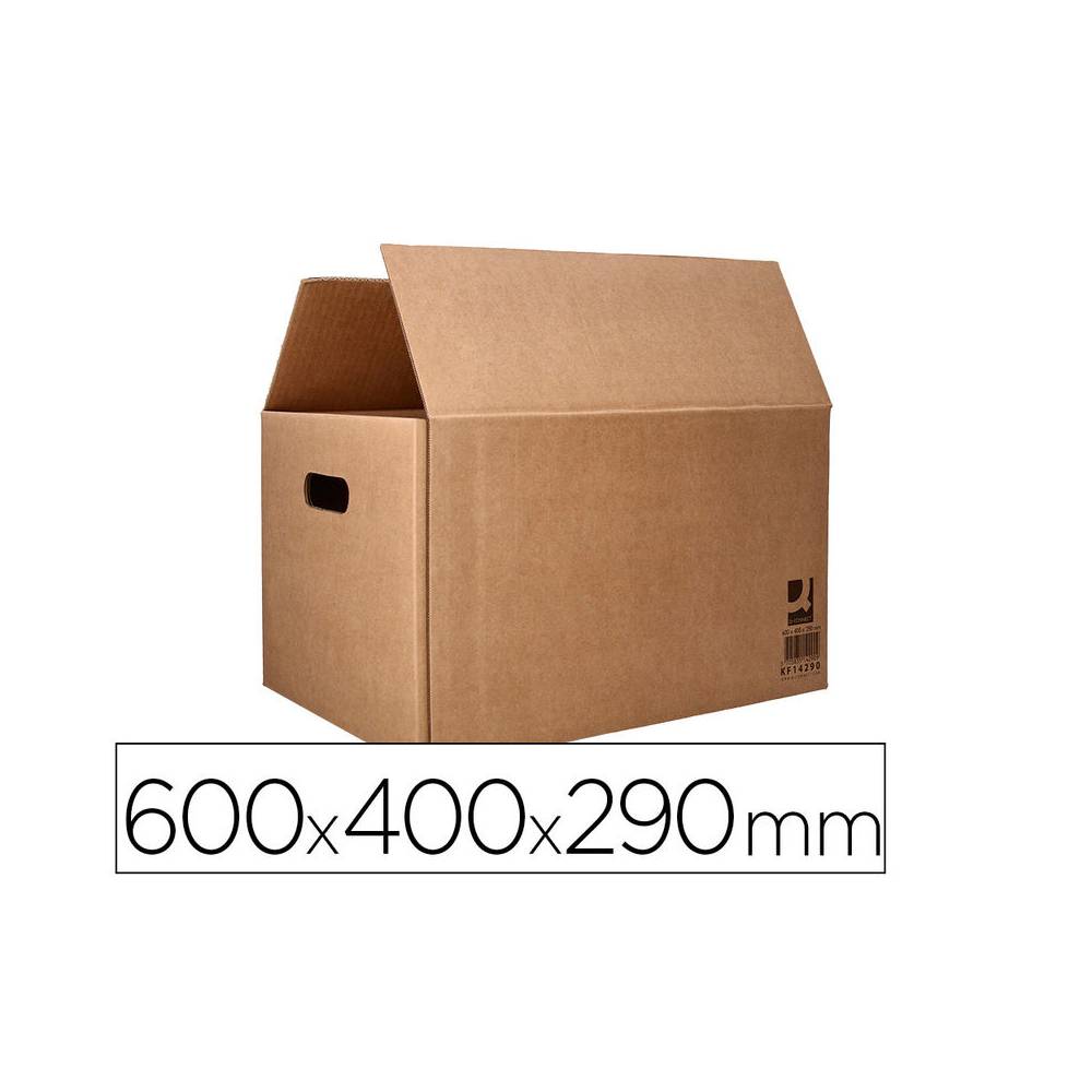 Caja para embalar q-connect americana ultrarresistente conasas carton canal doble 7 mm color kraft 600x400x290 mm - KF14290