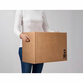 Caja para embalar q-connect americana ultrarresistente conasas carton canal doble 7 mm color kraft 600x400x290 mm - KF14290