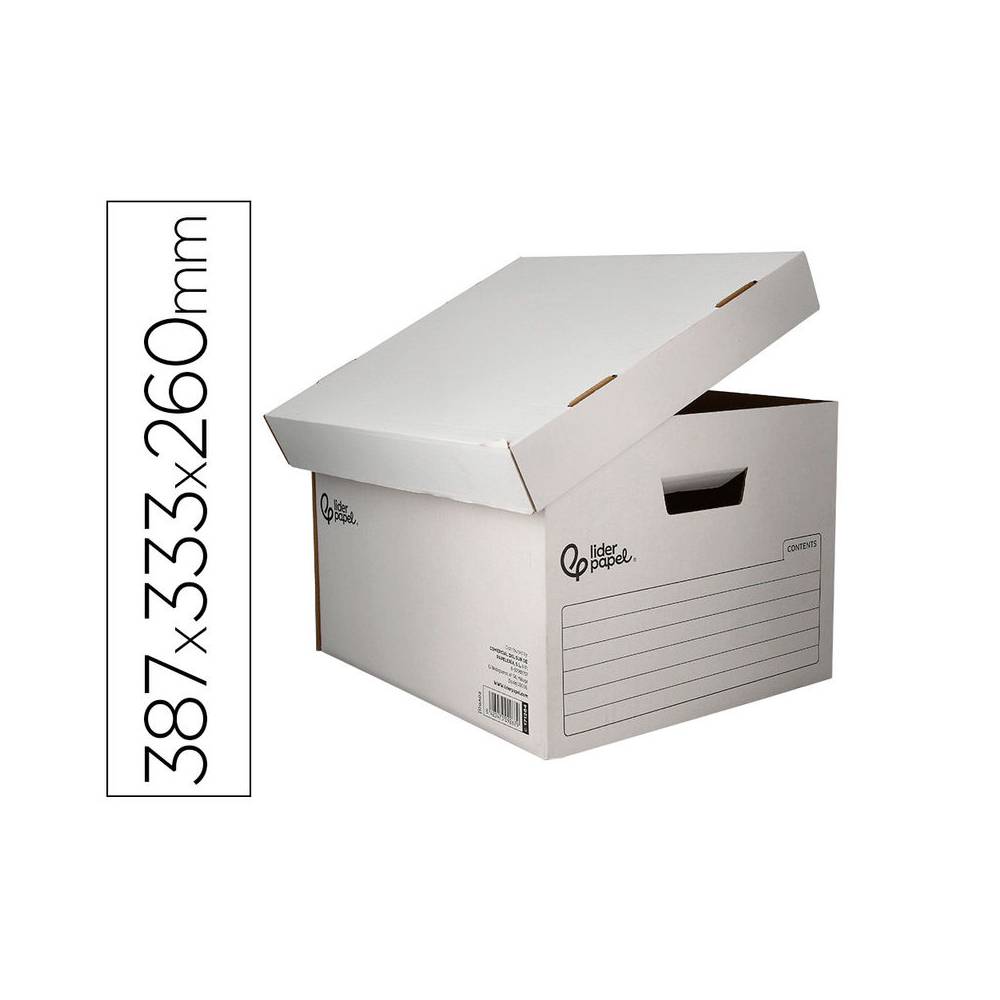 Cajon contenedor liderpapel carton automatico para 3 cajasarchivo def. folio   4 archivadores a-z 387x333x260mm - GA02