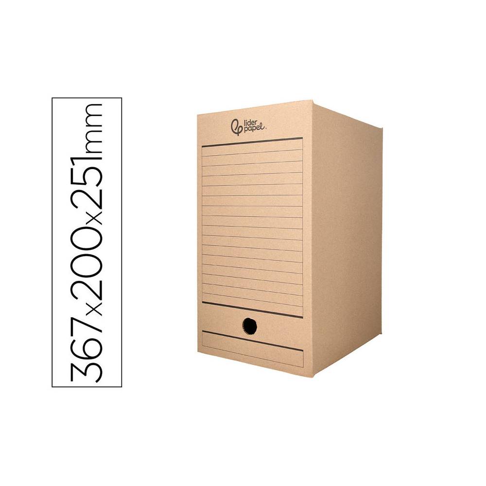 Caja archivo definitivo liderpapel folio doble ancho carton reciclado 400g m2 lomo 200 mm kraft 367x200x251 mm - DF25