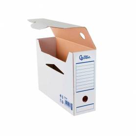 Caja archivo definitivo automatica liderpapel din a4 carton reciclado 325g m2 lomo 100 mm blanco 360x100x255mm - DF26