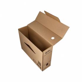 Caja archivo definitivo liderpapel din a4 carton reciclado 325g m2 lomo 82 mm kraft 325x82x250 mm - DF27