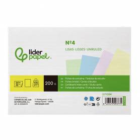 Tarjeta liderpapel para estudiar lisa cartulina de colores 170 gr m2 125x200mm paquete de 200 unidades - TC04