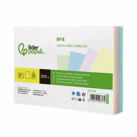 Tarjeta liderpapel para estudiar lisa cartulina de colores 170 gr m2 125x200mm paquete de 200 unidades - TC04