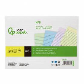 Tarjeta liderpapel para estudiar rayada cartulina de colores 170 gr m2 160x220mm paquete de 200 unidades - TC05