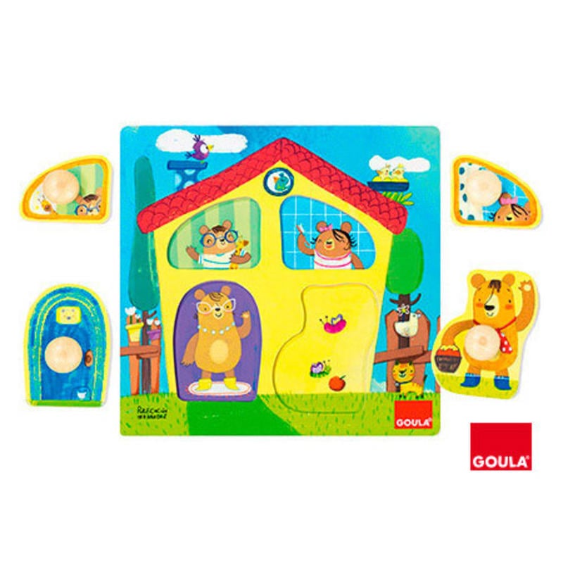 Juego goula didactico puzzle casa familia osos