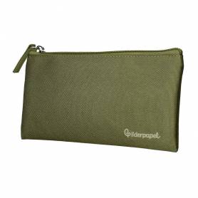 Estuche portatodo liderpapel plano ancho una cremallera 200x100 mm verde militar - PX23