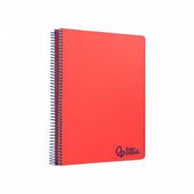 Cuaderno espiral liderpapel a4 micro wonder tapa plastico 120h 90 gr horizontal 5 bandas 4 taladros colores - BA37