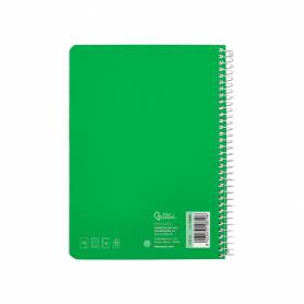 Cuaderno espiral liderpapel din a5 witty tapa dura 80h 90gr cuadro 4mm con margen color verde - BC25