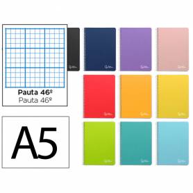 Cuaderno espiral liderpapel din a5 witty tapa dura 80h 90gr rayado nº46 con margen colores surtidos - BC55