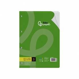 Recambio liderpapel din a4 100 hojas 75 gr cuadro 8 mm con margen 4 taladros - RF05