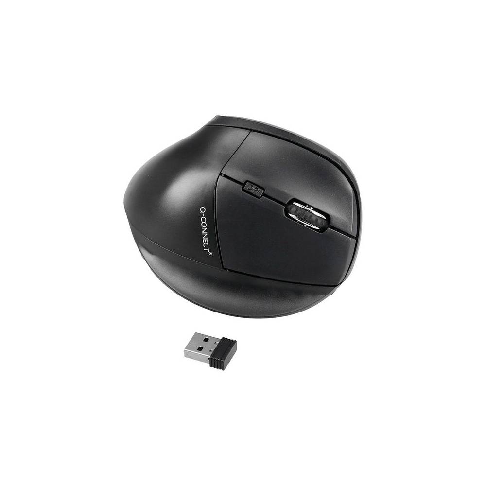 Raton q-connect optico inalambrico ergonomico vertical dpi 800 1200 1600 bateria recargable negro - KF15115