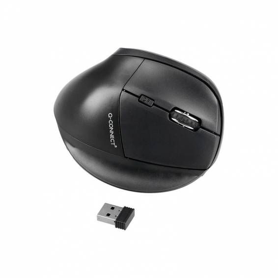 Raton q-connect optico inalambrico ergonomico vertical dpi 800 1200 1600 bateria recargable negro - KF15115